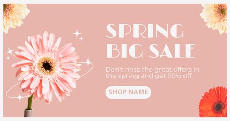 Big Spring Sale Announcement on Pink Facebook AD Design Template