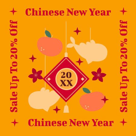 Kiinalaisen uudenvuoden alennus keltaisella Instagram Design Template
