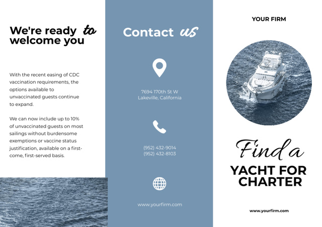 Tour by Charter Yacht Brochure Šablona návrhu