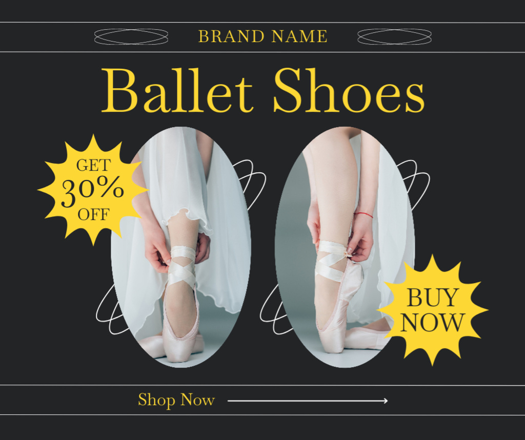 Template di design Special Offer of Ballet Shoes with Discount Facebook