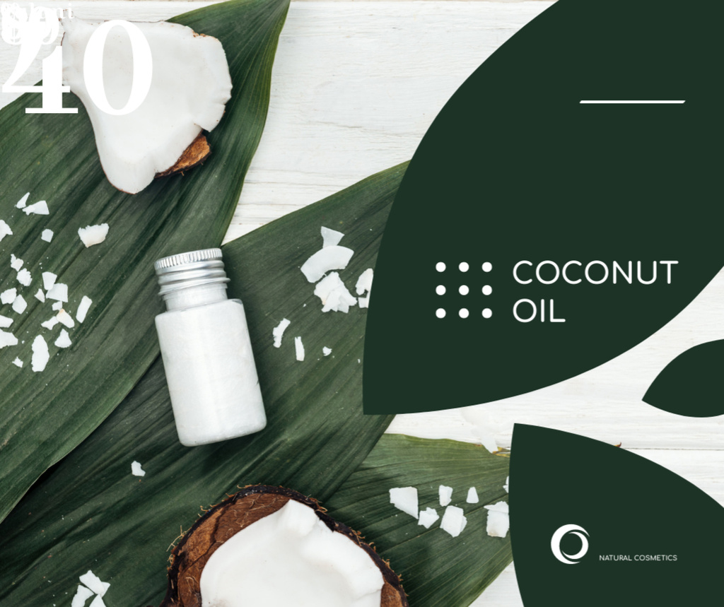 Cosmetics Offer with Natural Oil in Bottles Facebook Tasarım Şablonu