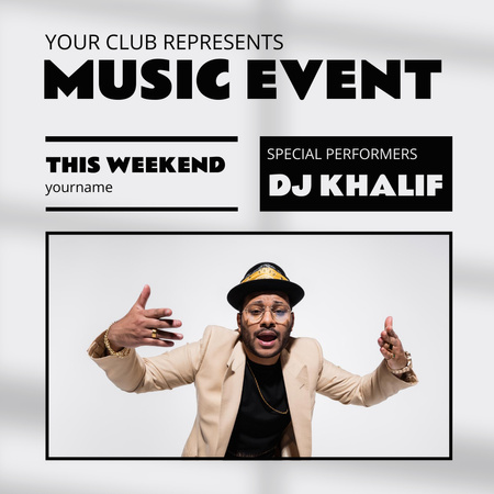 Modèle de visuel Annonce d'événement musical avec DJ - Instagram AD
