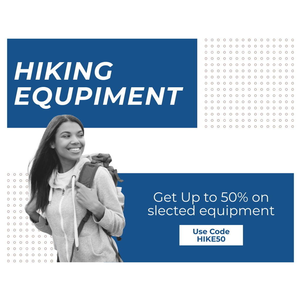 Discount Offer on Selected Hiking Equipment Instagram AD tervezősablon
