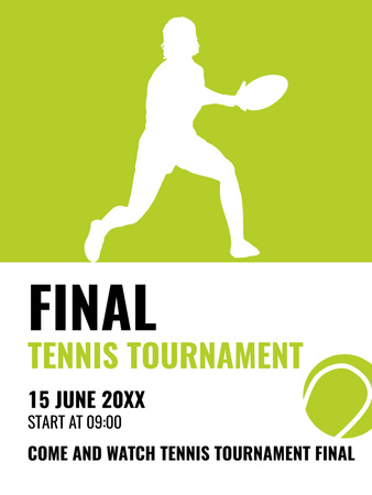 Final Tennis Tournament Announcement Poster US Design Template