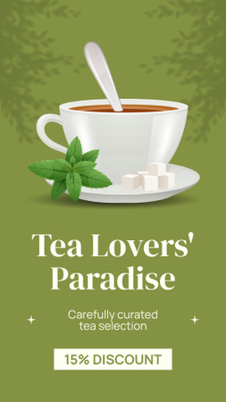 Designvorlage Perfekte Teeauswahl mit Rabatten und Zucker für Instagram Story