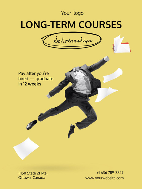 Platilla de diseño Scholarships Courses Ad with Man Poster 36x48in