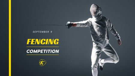 Fencing Competition Announcement with Fencer FB event cover Design Template