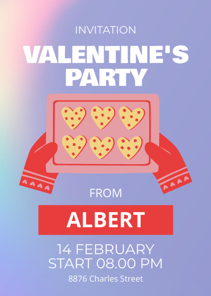 Ontwerpsjabloon van Invitation van Valentine's Day Party With Baked Cookies