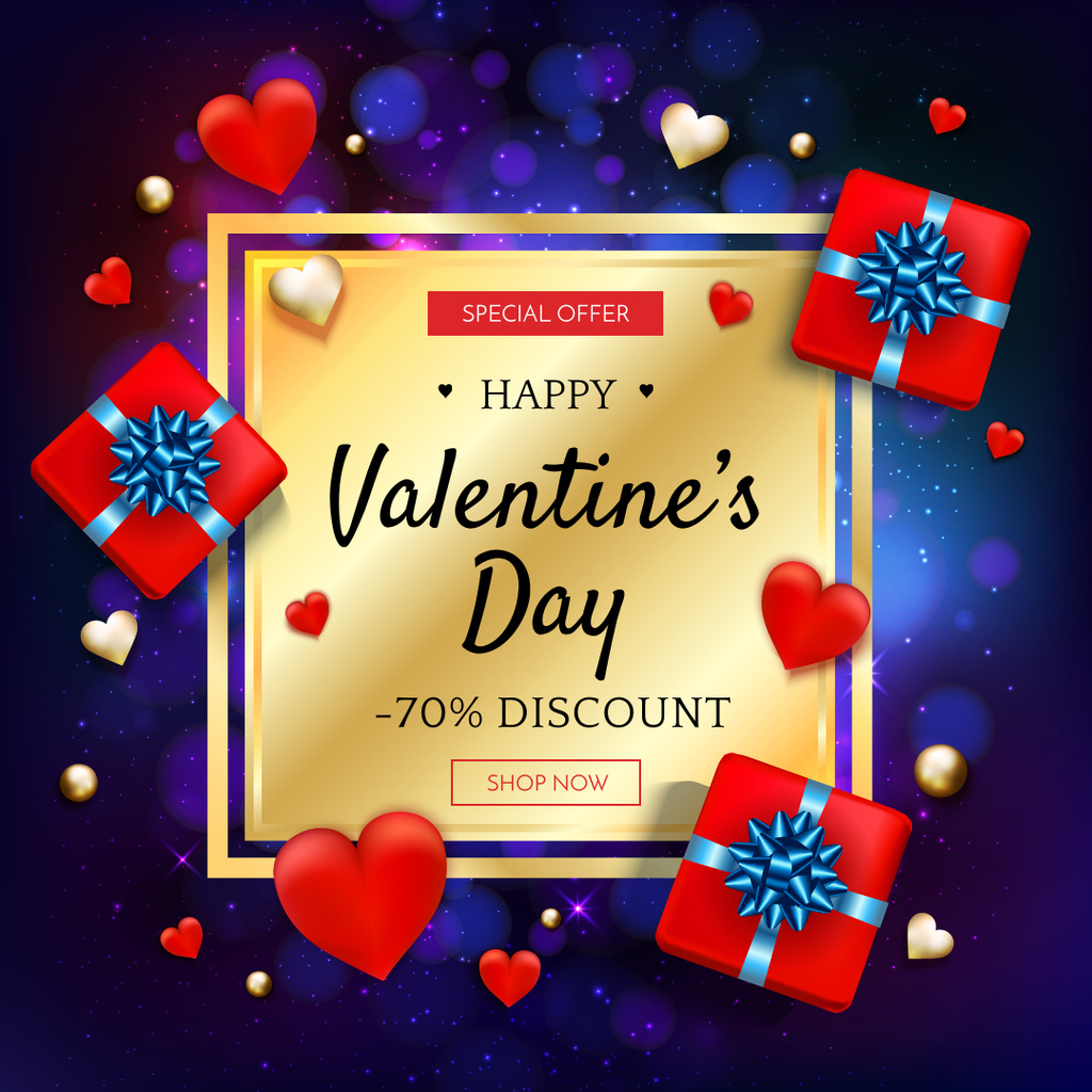 Sale Offer Gifts for Valentine's Day Instagram AD Modelo de Design