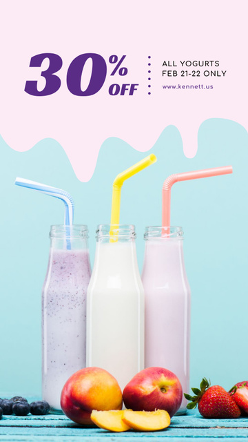 Plantilla de diseño de Healthy Food Offer Bottle with Yogurt and Fruits Instagram Story 