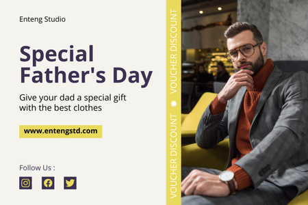 Platilla de diseño Offer of Clothes on Father's Day Gift Certificate