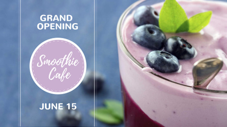 Smoothie Cafe Advertisement Blueberries Drink FB event cover Modelo de Design