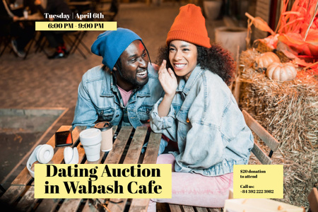 Dating Auction in Cafe Poster 24x36in Horizontal Design Template