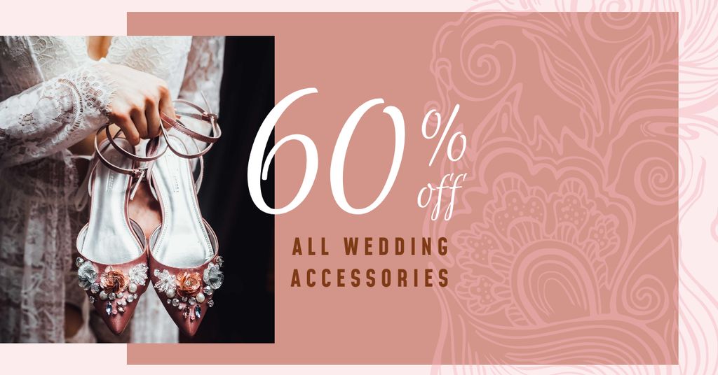 Wedding Accessories Offer with Stylish Shoes Facebook AD – шаблон для дизайну