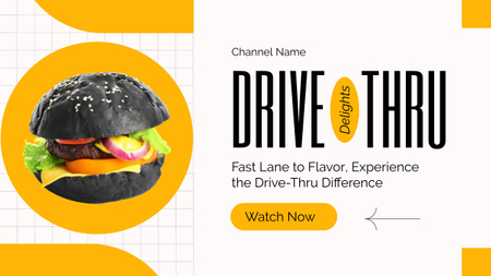 Platilla de diseño Offer of Delivery from Fast Casual Restaurant with Tasty Burger Youtube Thumbnail