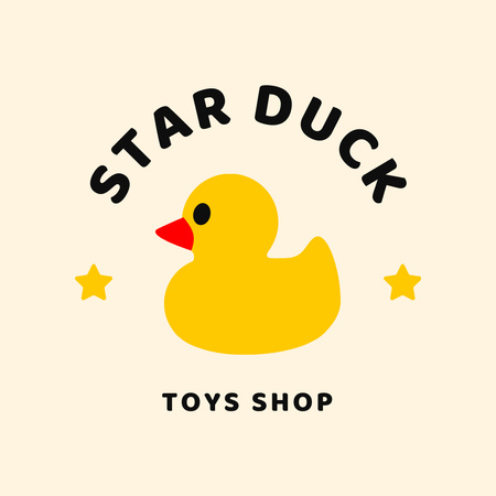 Designvorlage werbung für kinderspielzeugladen mit gelber ente für Logo