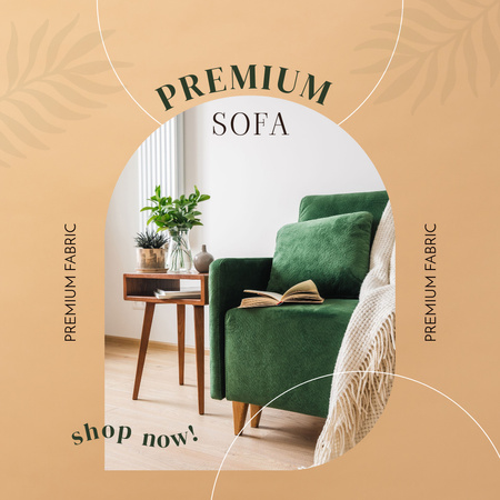 Designvorlage Premium-Sofa-Aktion in Grün für Instagram