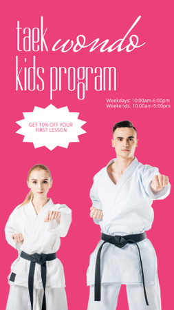 Szablon projektu Taekwondo kids program pink Instagram Story