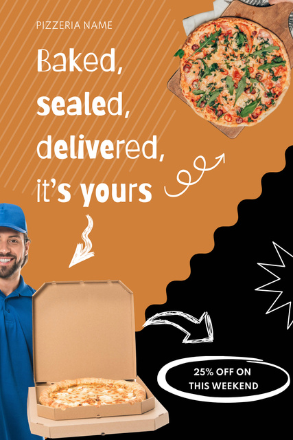 Designvorlage Pizza Delivery by Courier  für Pinterest