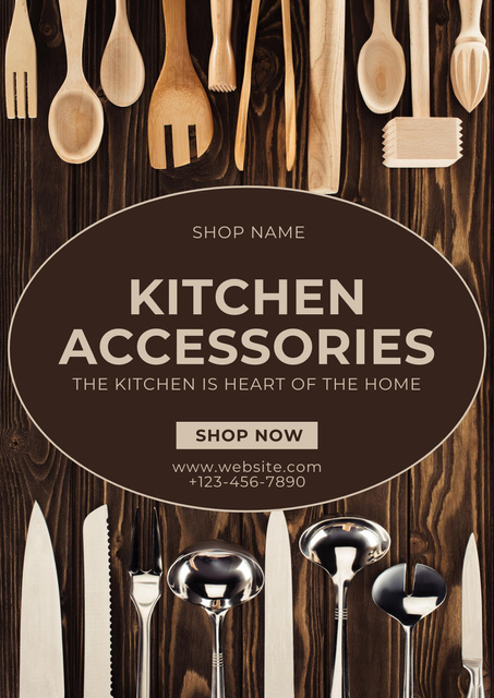 Designvorlage Kitchen Accessories Brown für Poster