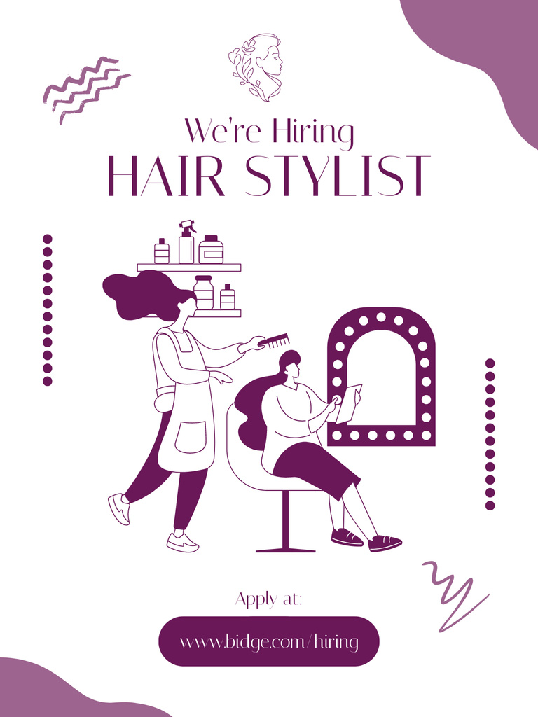 Hair Stylist Vacancy Ad Poster USデザインテンプレート