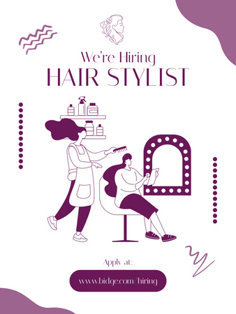 Plantilla de diseño de Hair Stylist Vacancy Poster US 