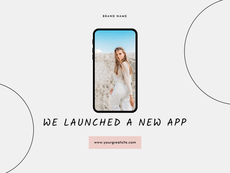 Plantilla de diseño de Anuncio de aplicación de moda con mujer elegante en pantalla Poster 18x24in Horizontal 