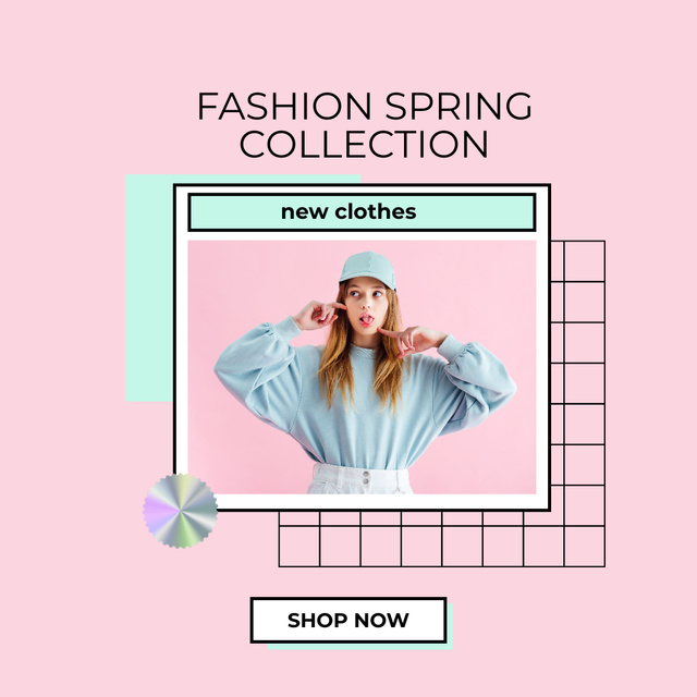 Template di design Fashion Spring Collection With Cap Instagram