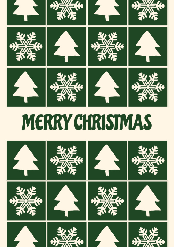 Christmas Greetings  with Winter Pattern Postcard A5 Vertical Πρότυπο σχεδίασης