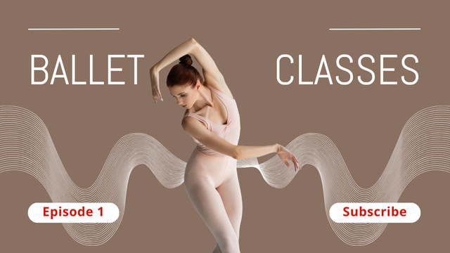 Ballet Classes Ad with Woman doing Movement Youtube Thumbnail Design Template