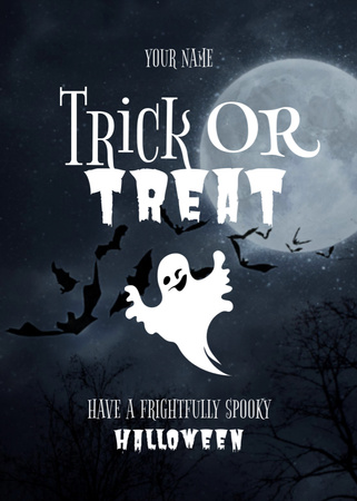 Halloween's Phrase with Funny Ghost Flayer Modelo de Design