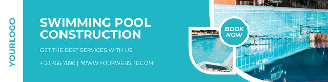Ontwerpsjabloon van LinkedIn Cover van Swimming Pool Construction Services Offers