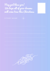 Christmas and New Year Greeting with Tree on Blue