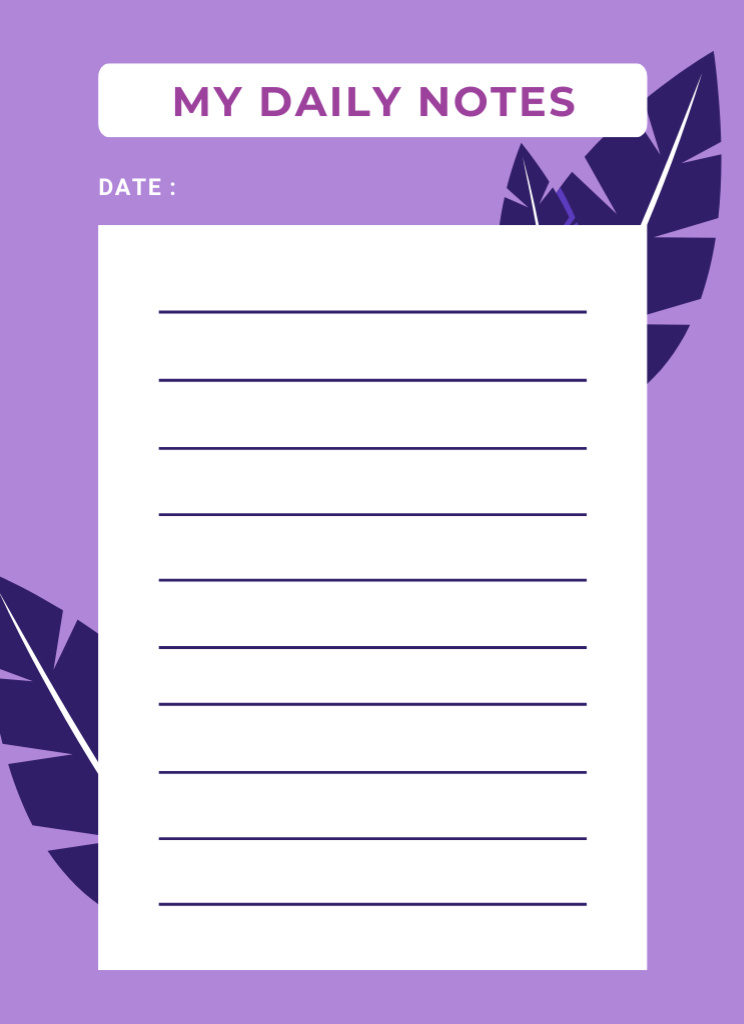 Daily Goals Planner in Purple Notepad 4x5.5in Design Template