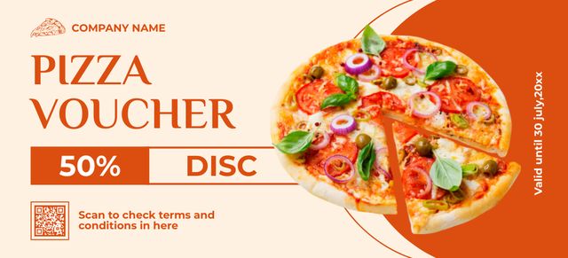Pizza Discount Voucher Coupon 3.75x8.25in Tasarım Şablonu