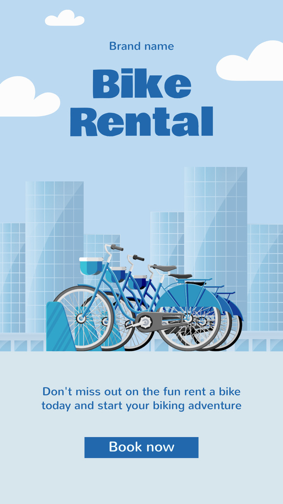 Bicycle Rental Business Ad on Blue Instagram Story Design Template