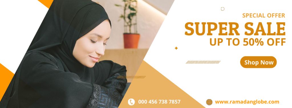 Designvorlage Special Sale Offer with Muslim Woman für Facebook cover