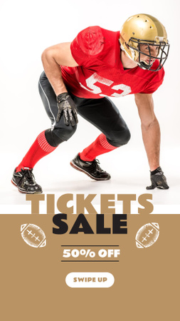 Tickets Sale Offer with American Football Player Instagram Story Modelo de Design