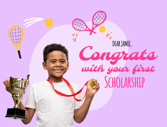 Plantilla de diseño de Scholarship Congratulation with Boy Postcard 4.2x5.5in 