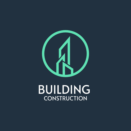 Image of Building Company Emblem in Circle Logo Design Template