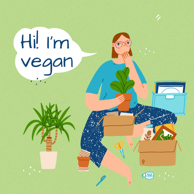 Designvorlage Green Lifestyle Concept with Vegan Girl für Instagram