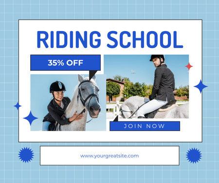 Equestrian Riding School At Reduced Price For Classes Facebook Design Template