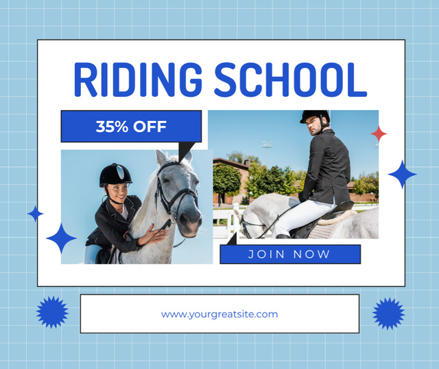 Plantilla de diseño de Equestrian Riding School At Reduced Price For Classes Facebook 