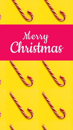 Lovely Christmas Greeting With Candy Cane Instagram Story Design Template