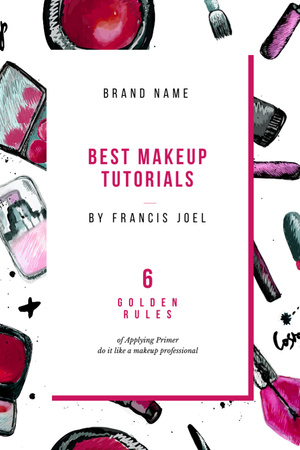 Ontwerpsjabloon van Invitation 6x9in van Cosmetics composition for Makeup tutorials