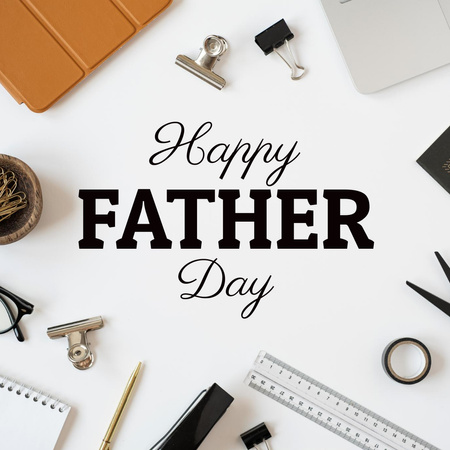 Father's Day Greeting with Office Supplies Instagram Design Template