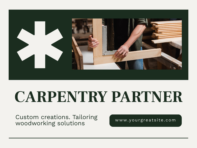 Designvorlage Your Carpentry Partner's Services Offer on Green für Presentation