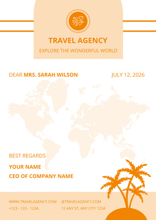 Letter with Tropical Tour Travel Offer Letterhead Design Template
