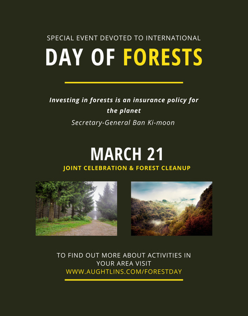Planetwide Forest Conservation Rally with Forest Road View Poster 22x28in Πρότυπο σχεδίασης