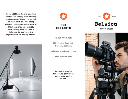 photo studio kölcsönzési szolgáltatások Brochure 8.5x11in tervezősablon